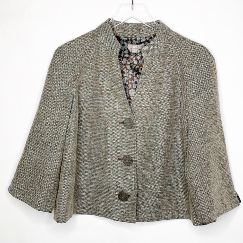 J Jill  Gray/Blue Tweed Jacket (M)
